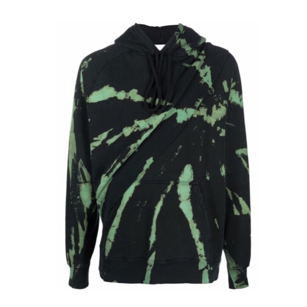 Études Tie Dye Layered Look Hoodie in Green/Black Size XS New w/Tag Retail $280